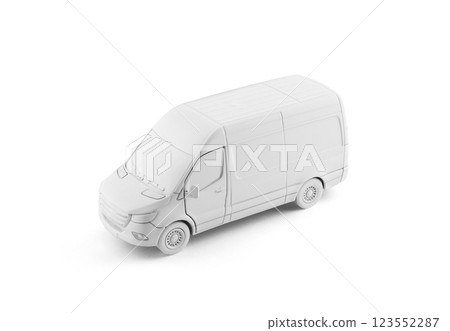 Transport white van car on white background with clipping path 123552287