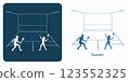 Squash Emblem. Woman and Man playing Squash Rackets. 123552325