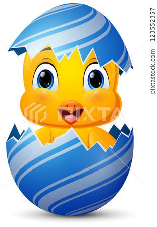 Cute chick in cracked egg illustration Cute chick in cracked egg illustration 123552357