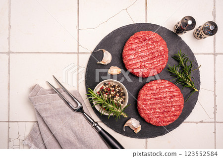 Raw steak burgers 123552584