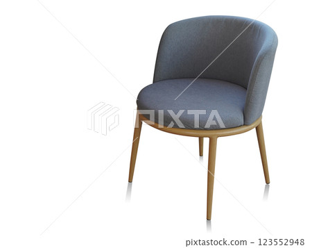 inside right view antique blue and brown chair on white background, object, decor, furniture, fashion, home, house, copy space 123552948