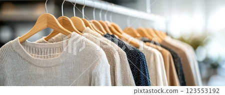 Colorful summer dresses and blouses displayed attractively inside a bustling shopping center during the spring fashion season 123553192