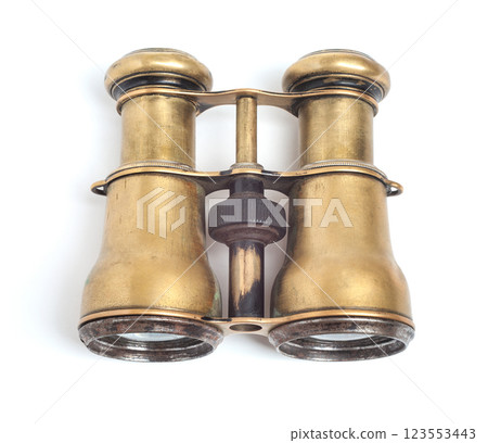 Old binoculars on white background 123553443