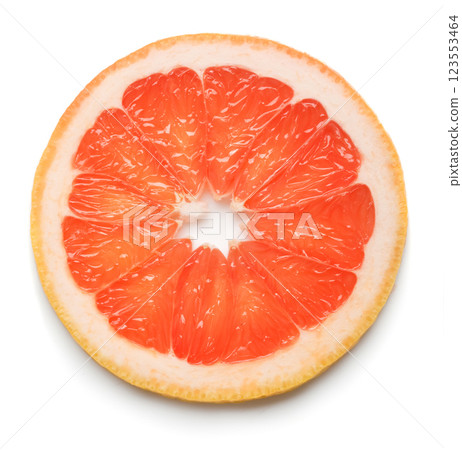 Pink ripe grapefruit slice 123553464