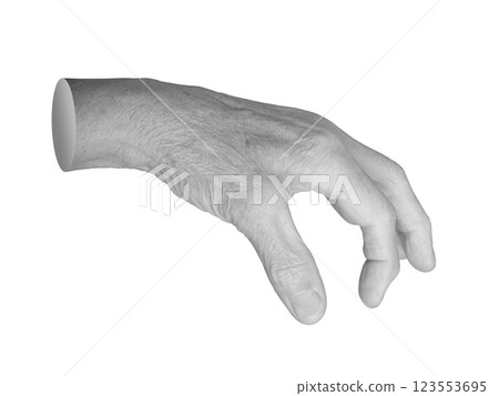 Elderly hand gripping an unseen object, fingers slightly curled with visible tension. Wrinkled, aged Elderly hand gripping an unseen object, fingers slightly curled with visible tension. Wrinkled, aged 123553695