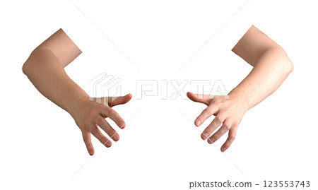 Hands reaching forward, grasping and receiving something invisible, fingers open, arms extended in a Hands reaching forward, grasping and receiving something invisible, fingers open, arms extended in a 123553743