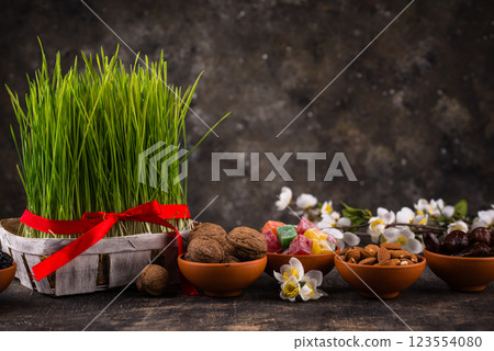 Traditional Azerbaijan spring holiday Novruz concept 123554080
