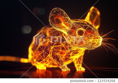 mouse image made of glowing polygons, dark background mouse image made of glowing polygons, dark background 123554208