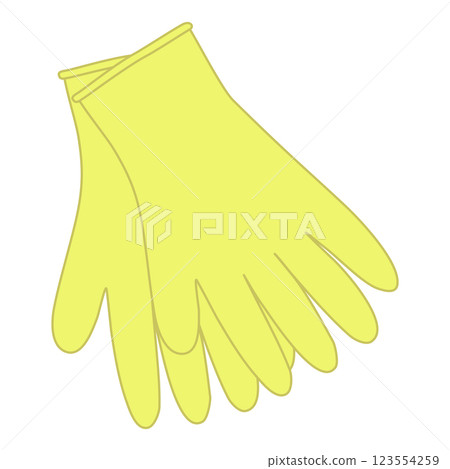 Yellow cleaning gloves protecting hands during chores, doodle style vector illustration 123554259