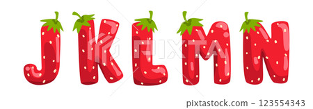 Red Strawberry English Alphabet with Bright Letter Vector Set Red Strawberry English Alphabet with Bright Letter Vector Set 123554343