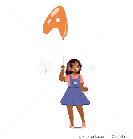 Cute little girl preschool child character holding letter A of English alphabet isolated on white Cute little girl preschool child character holding letter A of English alphabet isolated on white 123554501