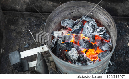 Hot coals for grilling. Hot coals for grilling. 123555071