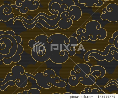 Clouds set in oriental style. Decorative Chinese illustration. Vector. 123555275