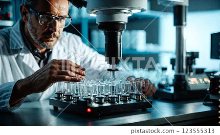 Scientist or doctor performing scientific experiments in a laboratory Scientist or doctor performing scientific experiments in a laboratory 123555313