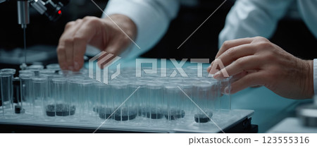 Scientist or doctor performing scientific experiments in a laboratory 123555316