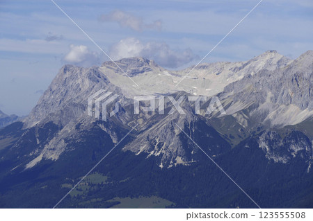 Schneeferner glacier on Zugspitze mountain, from Nordlinger hut, on Karwendel Hohenweg, Austria Schneeferner glacier on Zugspitze mountain, from Nordlinger hut, on Karwendel Hohenweg, Austria 123555508