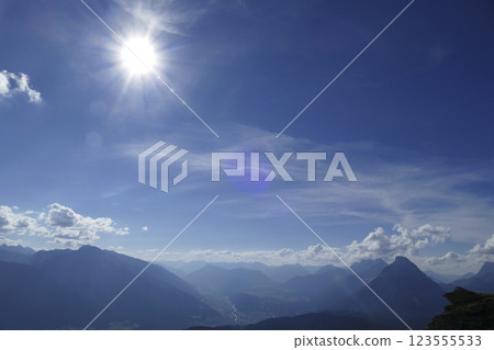 Panoramic view Hohe Munde  from Nordlinger hut on Karwendel Hohenweg, Austria 123555533