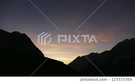 Sunset at Karwendel mountains on Karwendel Hohenweg, Austria Sunset at Karwendel mountains on Karwendel Hohenweg, Austria 123555569