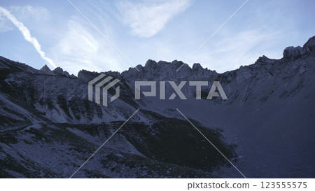 Stempeljoch at Karwendel mountains on Karwendel Hohenweg in Austria Stempeljoch at Karwendel mountains on Karwendel Hohenweg in Austria 123555575