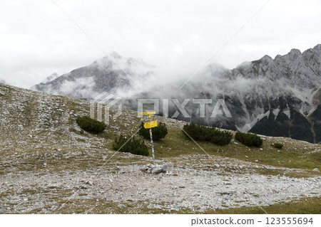Karwendel mountains on Karwendel Hohenweg in Austria 123555694