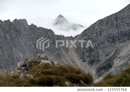 Stempeljoch at Karwendel mountains on Karwendel Hohenweg in Austria 123555768
