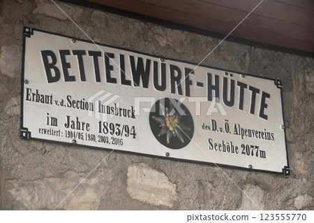 Bettelwurf hut at Karwendel mountains on Karwendel Hohenweg in Austria Bettelwurf hut at Karwendel mountains on Karwendel Hohenweg in Austria 123555770