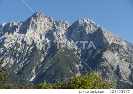 Hiking trail Telfs to Motz in Tyrol, Austria, at Way of St. James Isar Loisach Tiroler Ache Inn Hiking trail Telfs to Motz in Tyrol, Austria, at Way of St. James Isar Loisach Tiroler Ache Inn 123555977