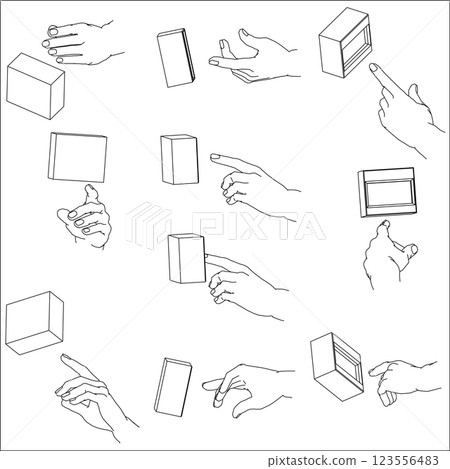 Illustration set of hands pressing buttons Illustration set of hands pressing buttons 123556483