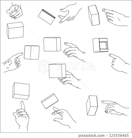 Illustration set of hands pressing buttons Illustration set of hands pressing buttons 123556485