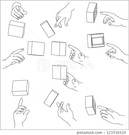 Illustration set of hands pressing buttons Illustration set of hands pressing buttons 123556520