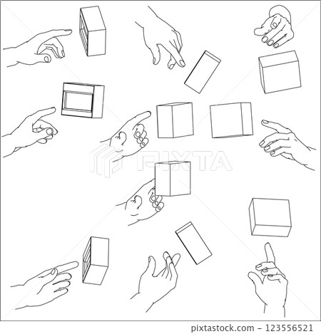 Illustration set of hands pressing buttons Illustration set of hands pressing buttons 123556521