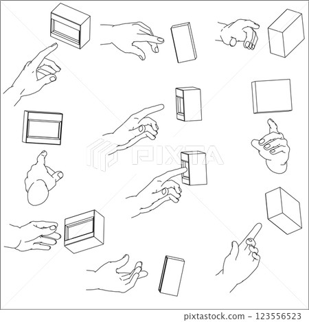 Illustration set of hands pressing buttons Illustration set of hands pressing buttons 123556523