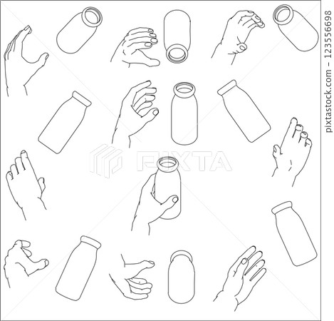 Set of hands holding bottles Set of hands holding bottles 123556698