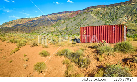 Aerial of Red Container in Utah Desert Landscape 123557084