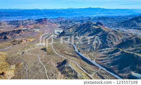 Aerial of Nelson Nevada Desert and Remote Settlement Aerial of Nelson Nevada Desert and Remote Settlement 123557109
