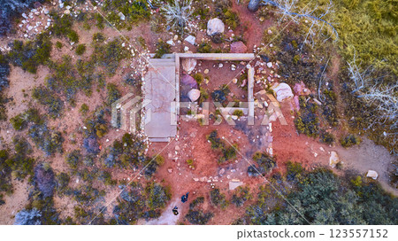 Aerial of Desert Ruins in Red Rock Canyon Nevada Aerial of Desert Ruins in Red Rock Canyon Nevada 123557152