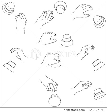 Set of hands holding a 3D mouse Set of hands holding a 3D mouse 123557193