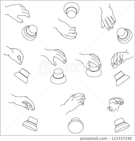 Set of hands holding a 3D mouse Set of hands holding a 3D mouse 123557240