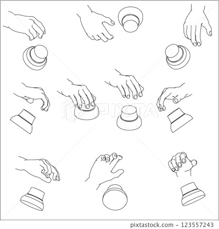 Set of hands holding a 3D mouse 123557243