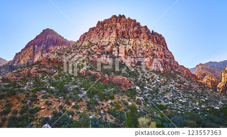 Aerial of Red Rock Canyon Nevada Rugged Landscape 123557363