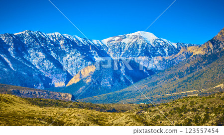 Aerial of Snow-Capped Mt Charleston Peaks in Nevada Wilderness Aerial of Snow-Capped Mt Charleston Peaks in Nevada Wilderness 123557454
