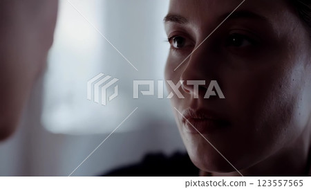 Woman listening carefully during conversation 123557565