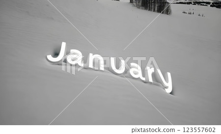 January written in the snow 123557602