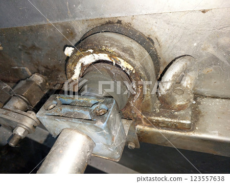 Machinery Component Showing Industrial Wear and Tear on Bearing Support 123557638