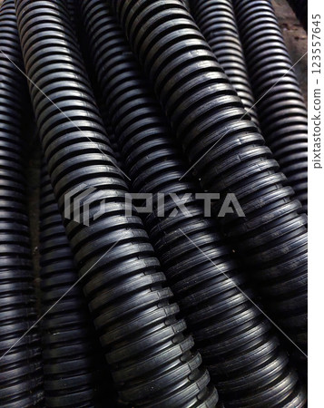Corrugated Boiler Protection Pipes in a Factory Setting Highlighting Industrial Applications 123557645
