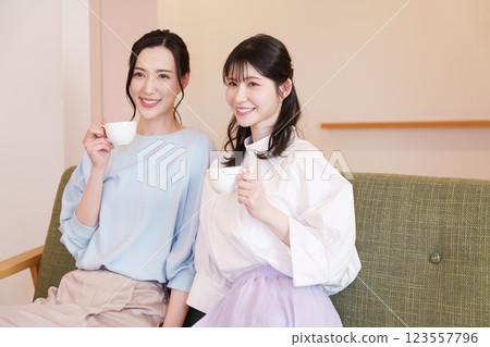 Middle-aged woman having a girls' night out 123557796
