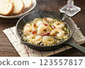 Hot and delicious shrimp ajillo 123557817