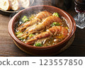 Ajillo with red shrimp 123557850