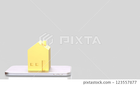 The House on mobile for property or real estate  concept 3d Rendering. 123557877