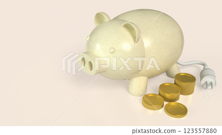 The Piggy Bank and coins for Earn or Saving concept 3d Rendering. The Piggy Bank and coins for Earn or Saving concept 3d Rendering. 123557880